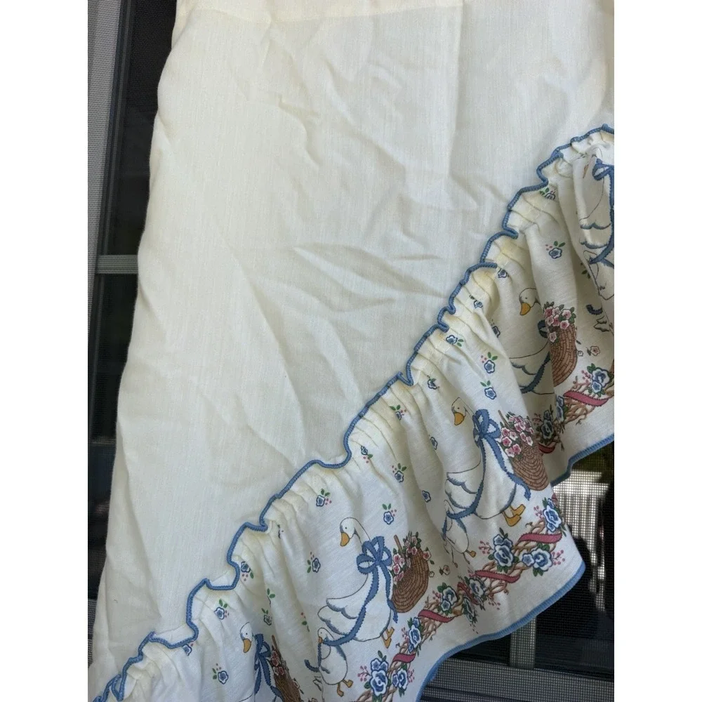 Vintage Goose Curtain Valance Cafe Blue Goose 3 piece set